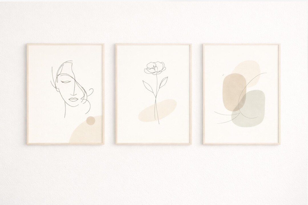 Abstract Line Art Prints Set | Minimalist Boho Decor (digital Download ...