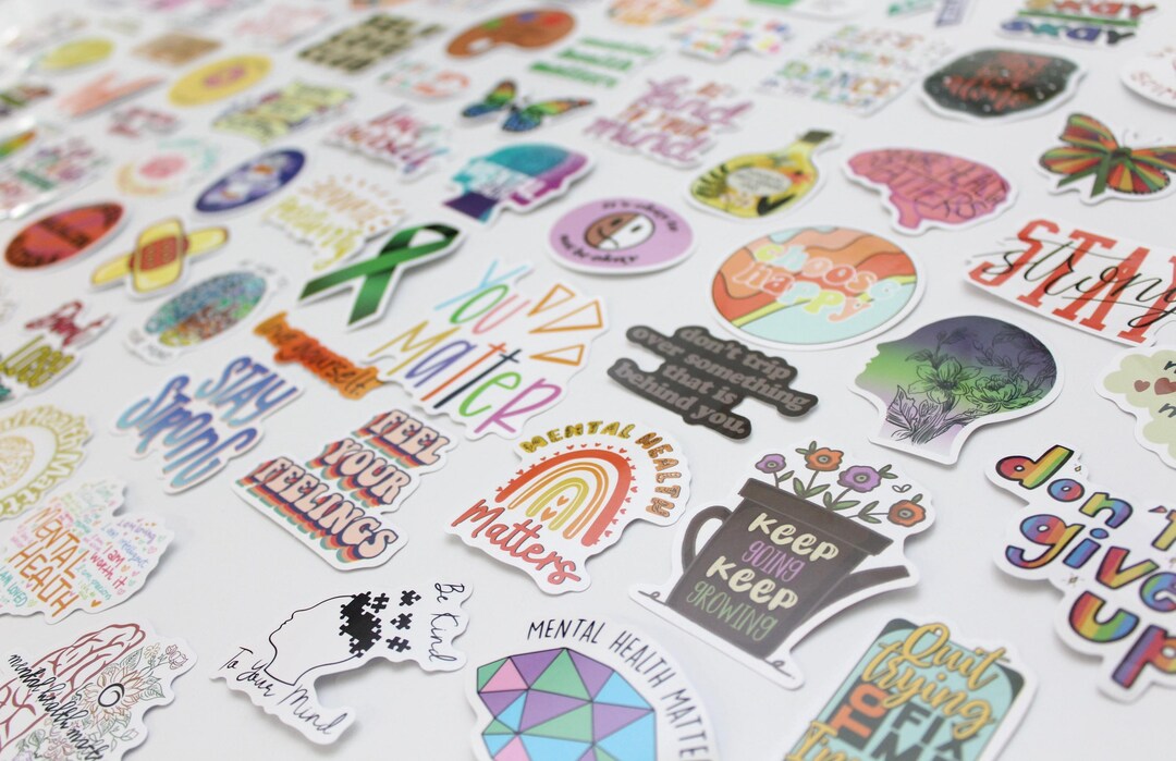 Mental Health Stickers, Glossy Vinyl Decals for Laptop, Water Bottle ...