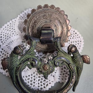 Vintage Brass Bird Door Knocker – Twin Peacock Parrot Ornate Indian Hardware