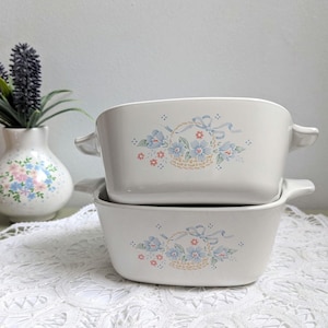 Vintage Corning Ware Set of YOU CHOOSE| Floral Basket Casserole Dishes | P-43-B 700ml | Retro Kitchen Decor