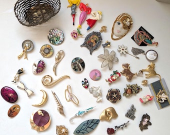 Collezione di spille vintage – Scegli la tua spilla – Figurative, floreali, kitsch, gioielli di tendenza, spille retrò, regalo
