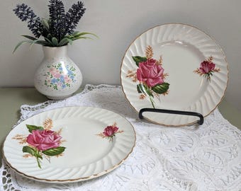 Vintage Swinnertons Alicia Rose Plates Set, English Ironstone China, Cottagecore Tableware