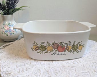 Vintage Corning Ware L’Echalote Casserole Dish, Spice of Life Pattern Baking Dish, Retro Oven to Table Cookware, Single Replacement Dish