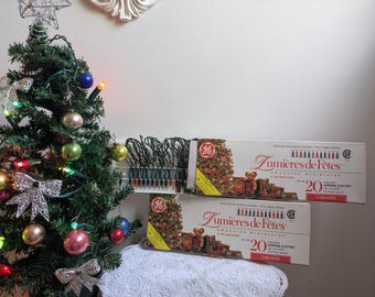 Vintage GE Christmas Lights Set of 2 Boxes 20 Multicolor Mini Lights Untested
