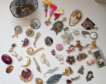 Collezione di spille vintage – Scegli la tua spilla – Figurative, floreali, kitsch, gioielli di tendenza, spille retrò, regalo