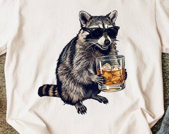Comfort Colors® Raccoon Drinking Whiskey Shirt, Funny Animal Meme Tee, Whiskey Lover Raccoon Shirt, Unisex Graphic T Shirt