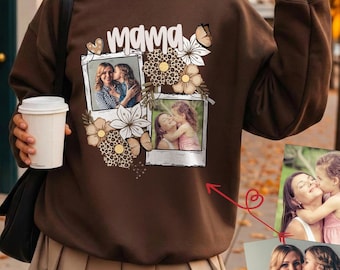 Custom Photo Mama Sweatshirt, Personalized Mother's Day Gift, Polaroid Picture Hoodie, Custom Mama Sweater with Kids Photo, Gift for Mom