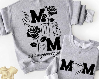 Double Sided Mom Sweatshirt, Best Mom Ever Hoodie, Mothers Day Gift, Front and Back Print Pullover, Floral Mama Sweater, Everyday Mom