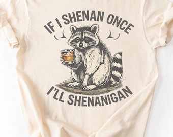 Camiseta divertida para beber, camiseta de travesuras, camiseta de mapache/panda basurero, regalo para amantes del whisky, ropa para el Día de San Patricio, camiseta gráfica de animal fiestero