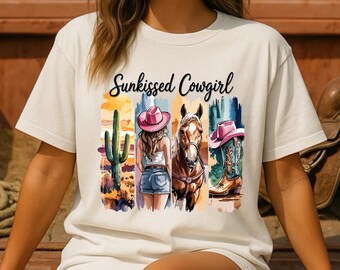 Sunkissed Cowgirl Shirt, Western Graphic Tee, Country Concert Top, Boho Cowgirl Apparel, Coastal Cowgirl Shirt, Nashville Girls Trip
