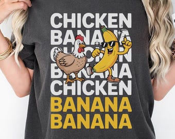 Funny Dancing Chicken Banana Graphic Tee, Chicken Banana One Piece, Meme Shirt