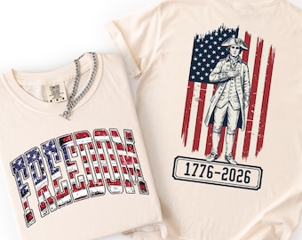 Double Sided 1776 Shirt, 250 Years of Freedom Tee, Founding Father Top, USA 250th Anniversary, 4th of July 2026 Apparel, Historical Patriot