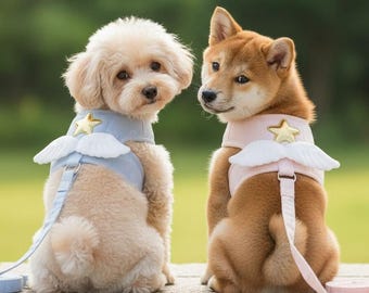 Arnés para perros con alas de ángel y estrellas para mascotas pequeñas.