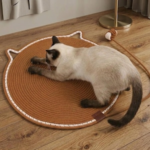 Round Cotton Rope Scratching Post Pet Bed Claw Sharpener Rattan Scratching Mat