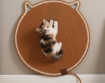 Round Cotton Rope Scratching Post Pet Bed Claw Sharpener Rattan Scratching Mat