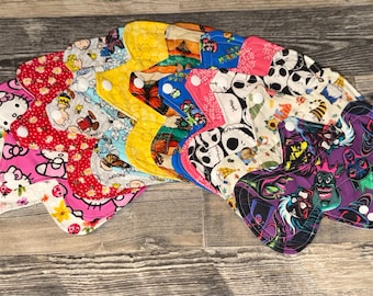 9” Light Flow- Daily Liner- Reusable Cloth Pad – Eco Friendly Washable (Assorted Prints)