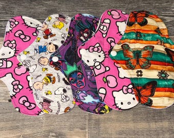 10” Overnight Heavy Flow Reusable Cloth Pad - Assorted Prints