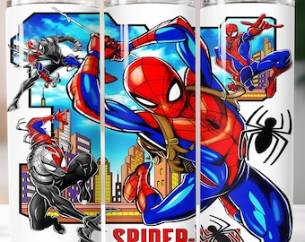 Spiderman Watercolor 20oz Tumbler Wrap, Superhero Design (Digital File)