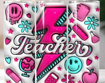Teacher Tumbler Wrap, 20oz Skinny Design (PNG Digital Download