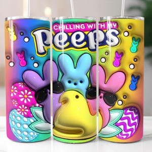 Puffy Easter Bunny Tumbler Wrap – 3D Peeps Design (20oz Skinny Tumbler, PNG Digital Download)