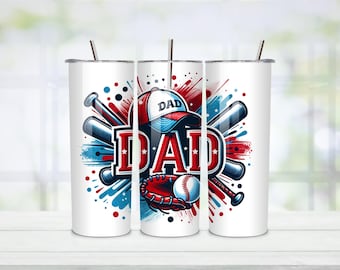 Dad Baseball Tumbler Wrap PNG (Digital Download)