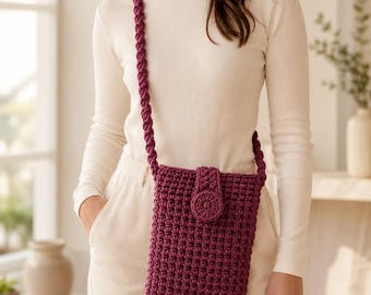 Crochet Phone Bag Pattern , Easy Beginner Phone Pouch, Digital Download Crochet Pattern, PDF