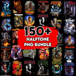 150+ Halftone Movie Designs PNG Bundle (Digital PNG)
