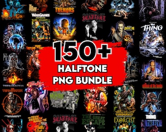 150+ Halftone Movie Designs PNG Bundle (Digital PNG)