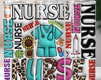 3D Nurse Tumbler Wrap PNG, Syringe Heart Sublimation Design (Digital Download)