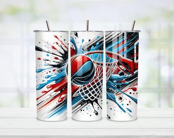 Basketball Tumbler Wrap, Graffiti Design, Straight Tapered PNG (Digital Download)