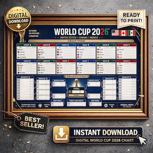 WM 2026 Klammer Poster zum Ausdrucken | Fußball-Turnier-Chart | Digitaler Download | Fußball Poster