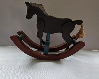 Vintage Wooden Rocking Horse Toy/Folk Art