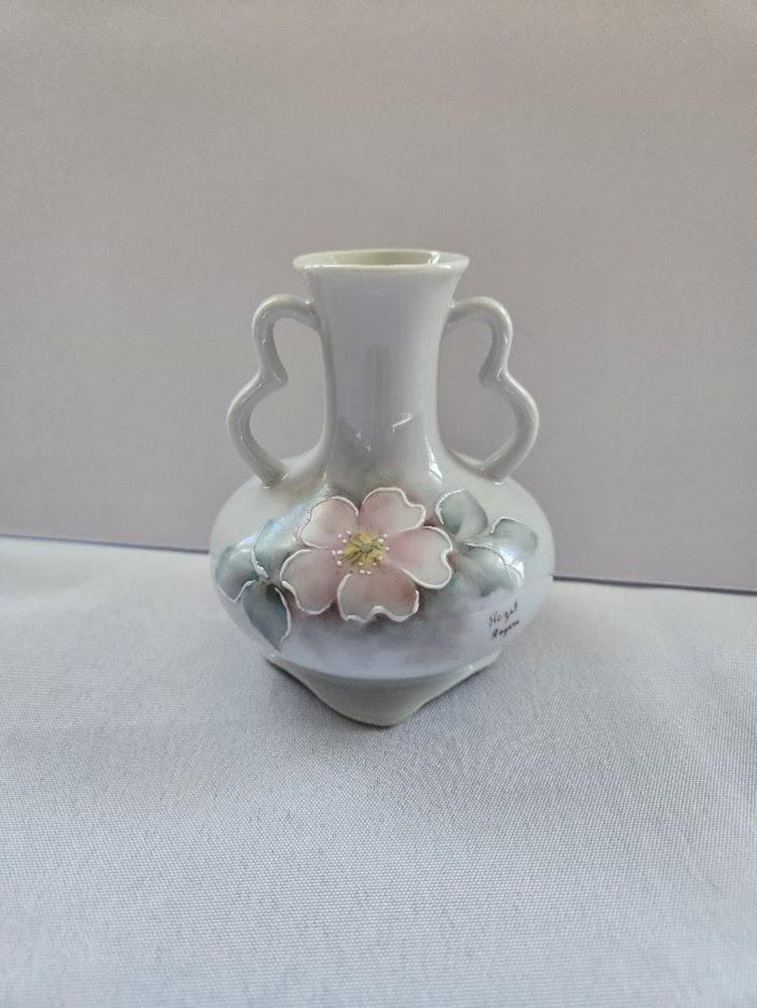 Vintage Hand Painted Signed Porcelain Bud Vase With Pink Flowers - Etsy