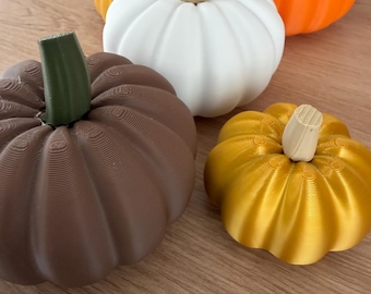 Deko Kürbisse 3er Set Herbstdeko Scandi Style, Kürbis Tischdeko Boho, Kunst Kürbis Ivory Sand Terracotta, Herbstdekoration