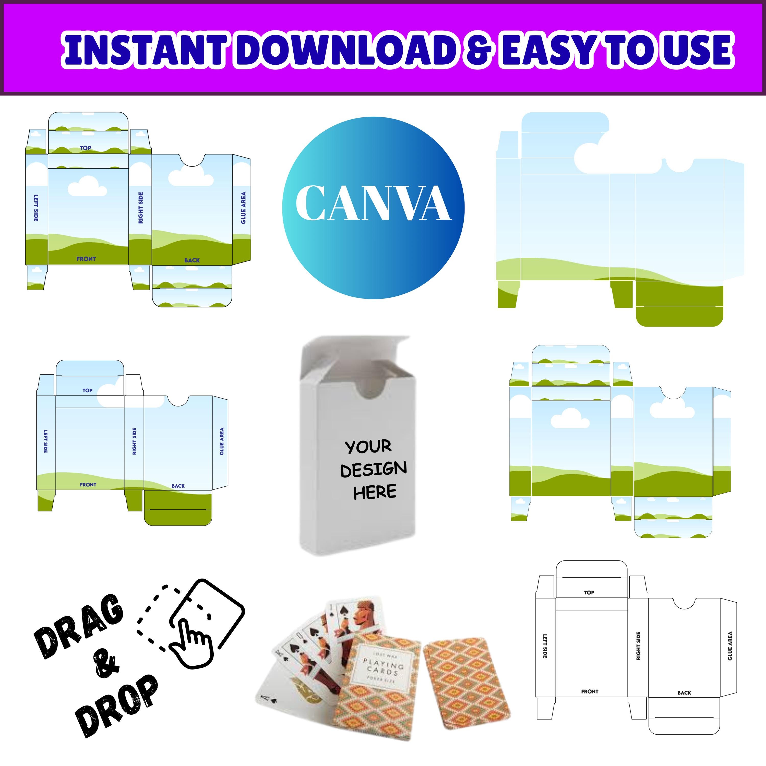 Playing Card Box Template Canva Playing Cards Box Template Custom Poker ...