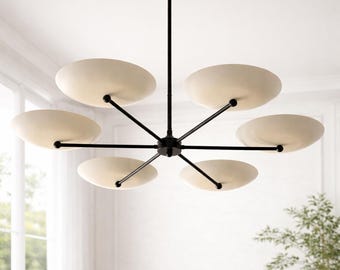 Modern 6 Arm Chandelier Ceiling Light Fixture, Black Minimalist Multi Arm Light for Dining Room, Contemporary Modern Home Lighting