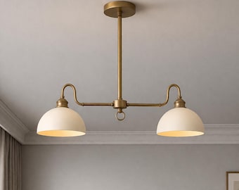 Brass Double Arm Wall Light, Mid Century Modern Sconce, Vintage Industrial Wall Lamp, Minimalist Gold Lighting Fixture for Bedroom