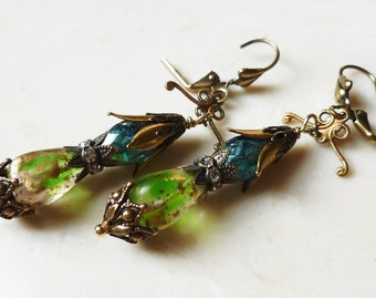 Earrings - Blue and Green Dangles