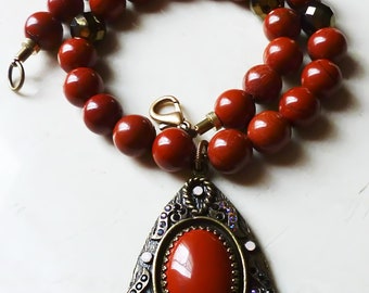 Necklace - Glittering Red Jasper