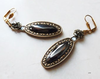 Earrings - Oval Black Hematite