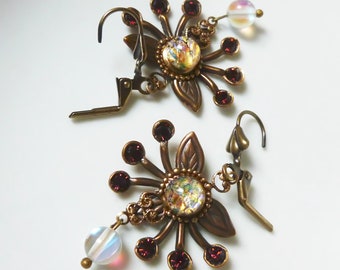 Earrings - Opal Floral Dangle