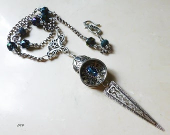 Necklace - Silver Blue Pendant