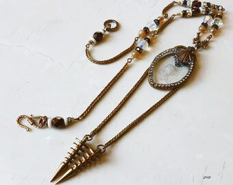 Necklace - Crystal Cameo with Tassels