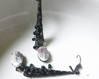 Earrings - Black Long Dangle