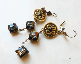 Earrings - Double Square Dangle