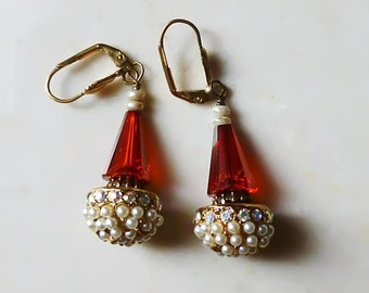 Earrings - Crystal and Pearl Dangle