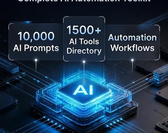 Bundel met AI-automatiseringssysteem: 10.000 prompts, workflows, Notion Toolbox (digitale download)