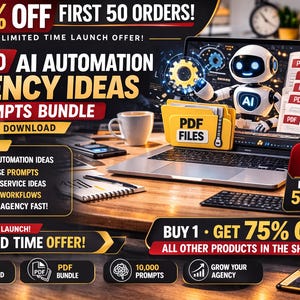 Pacchetto di idee per agenzie di automazione basate sull'IA, 10.000 spunti per servizi aziendali (download digitale)