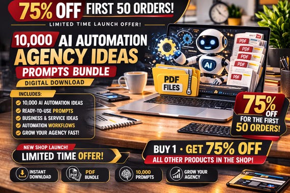 AI Automation Agency Ideas Bundle, 10,000 Prompts for Business Services (Digital Download)