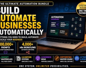 AI Automation Bundle: 200k Prompts, 4k n8n Workflows, ChatGPT Course, 3 Notion Systems